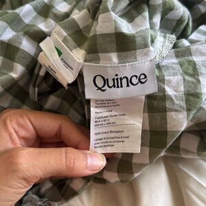 Quince full / queen duvet cover green gingham